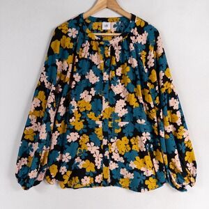 Cabi Favorite Top Blouse Womens Sz Large Multicolor Floral Button Up Feminine